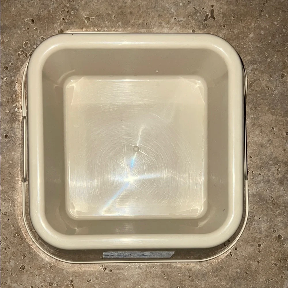 Large Beige Square Plastic Dog Bowl